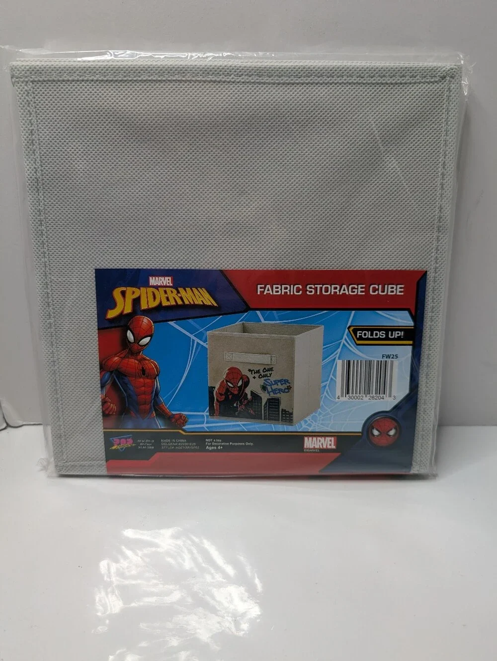 Marvel Spider-Man Fabric Storage Cube - White with Red & Blue Graphics